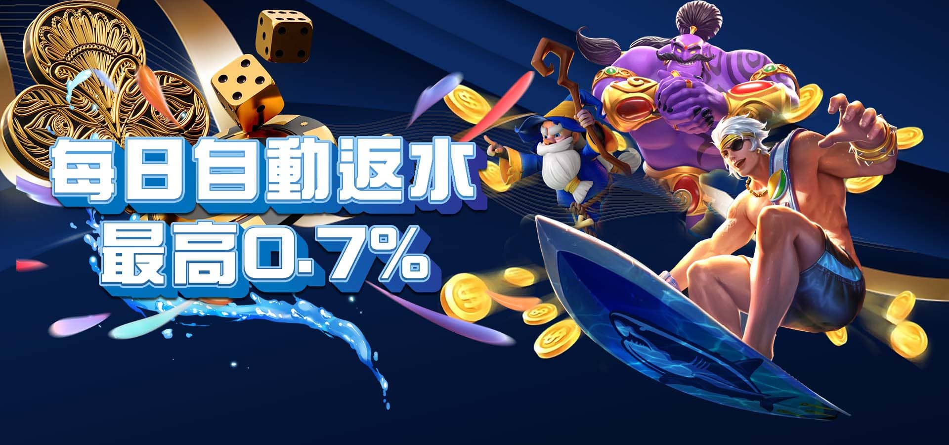 威樂娛樂城優惠活動-每日自動返水最高0.7
